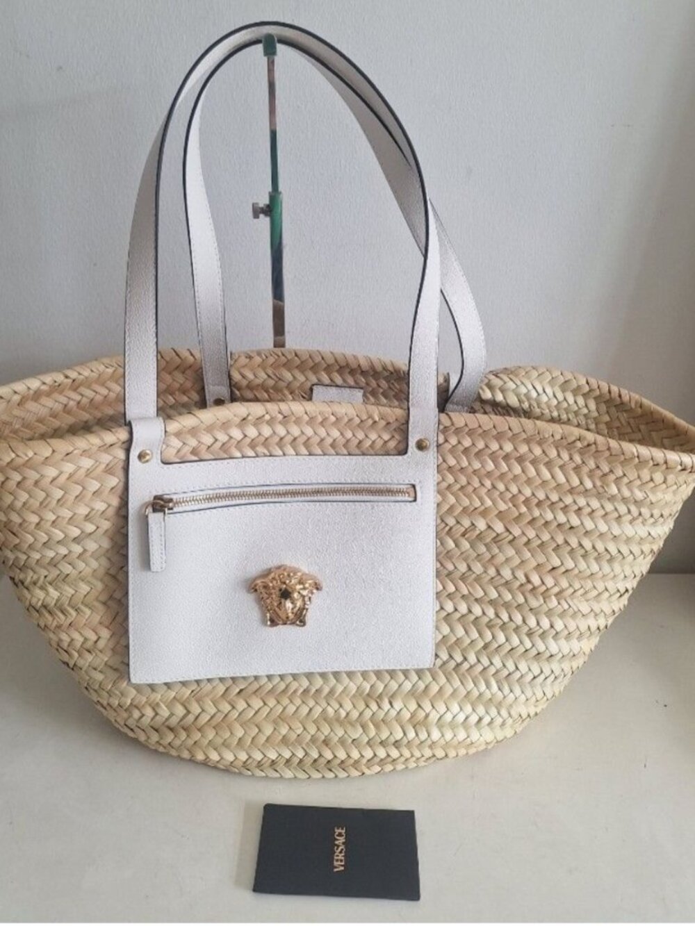 Versace La Medusa Straw Tote